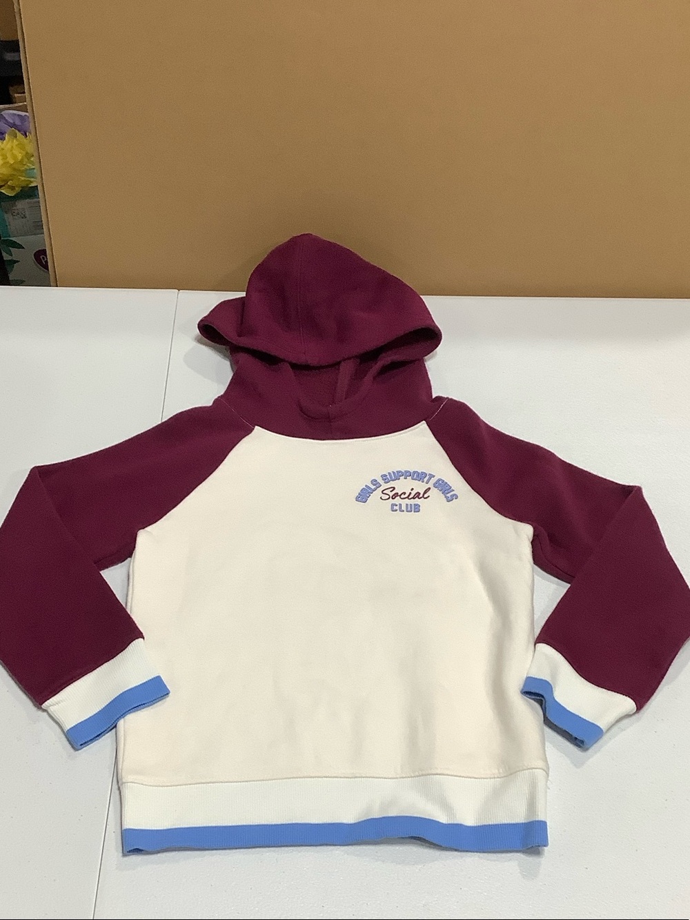 Arizona Hoodie Sweatshirt Casual White, Burgundy, & Light Blue Girls Size 6